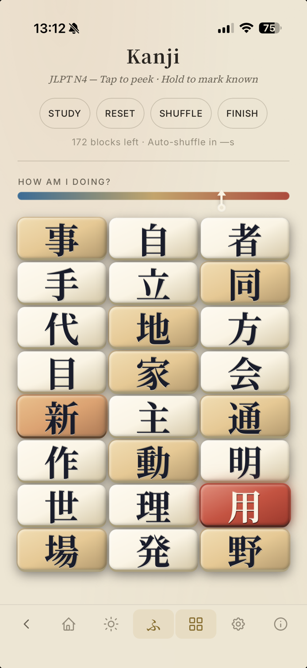 The kanji domino board
